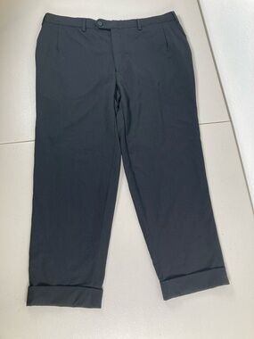 Brioni Cannes Trousers 36R Black Blue 100% Superfine Wool Italy- - Read